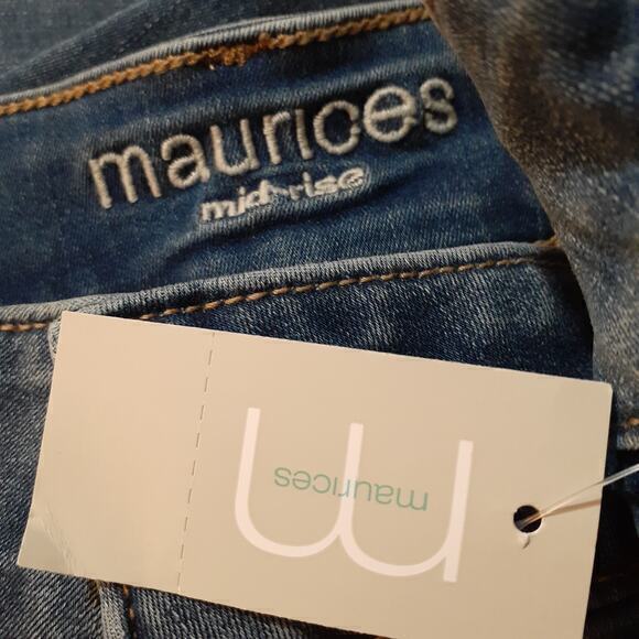 NEW MAURICE'S TALL Jeans Plus Size 14W‎ LONG Curvy Ripped Destressed Medium Wash - Picture 4 of 6
